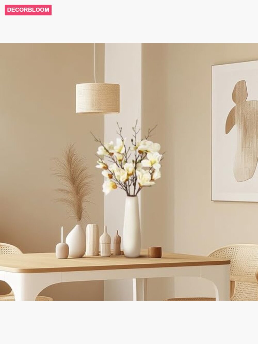 2PC 35in Artificial Magnolia Flowers Real Touch 10 Heads Faux Long Stem with - Picture 5 of 7